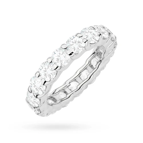 Pierścionek z białego złota z diamentami laboratoryjnymi dookoła obrączka Lab Diamonds