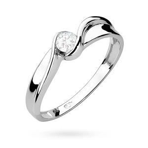 Klasyczny pierścionek mijanka z białego  złota z diamentem laboratoryjnym 0,15ct Lab Diamonds