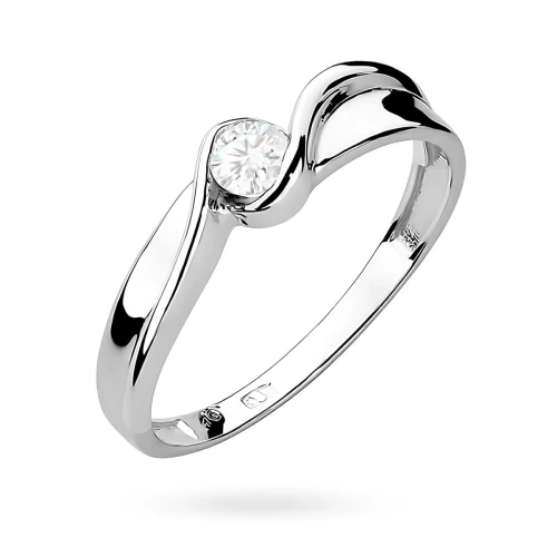 Klasyczny pierścionek mijanka z białego  złota z diamentem laboratoryjnym 0,15ct Lab Diamonds