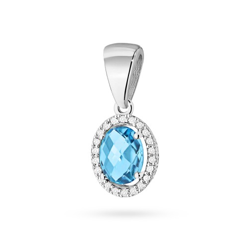 Okazała zawieszka z białego złota z topazem Swiss 1.70ct i brylantami