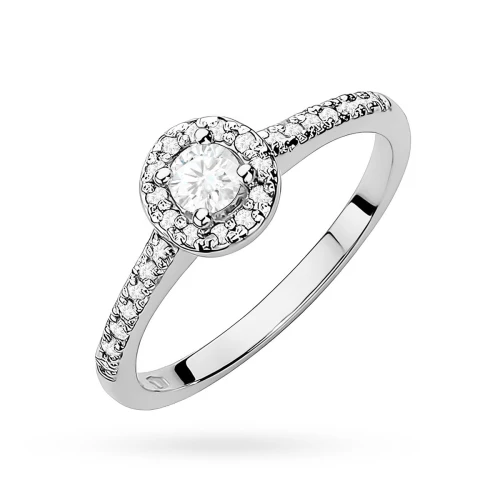 Pierścionek z białego złota z diamentem laboratoryjnym 0,15ct Lab Diamonds oprawa Halo W0406.B3.LDW.01 marko