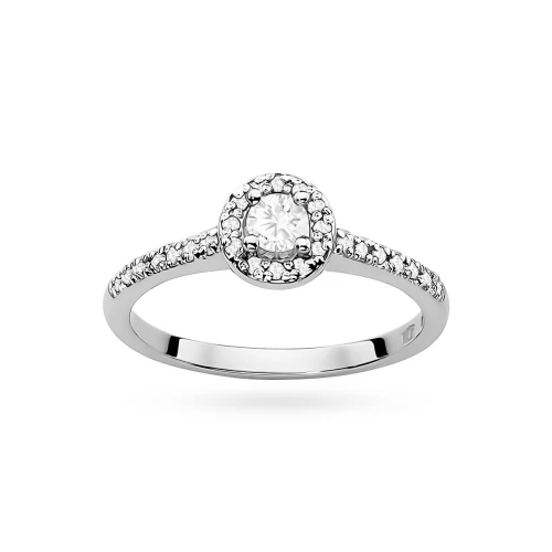 Pierścionek z białego złota z diamentem laboratoryjnym 0,15ct Lab Diamonds oprawa Halo W0406.B3.LDW.01 marko