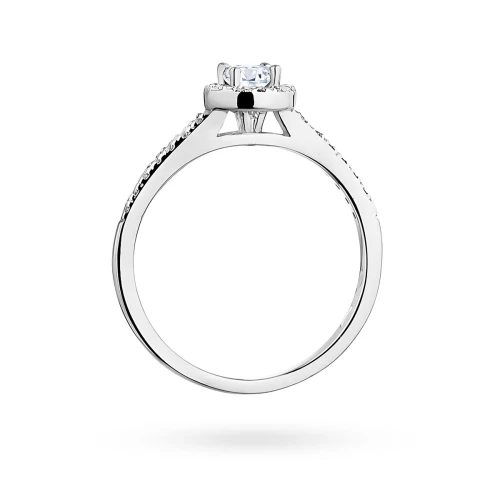 Pierścionek z białego złota z diamentem  laboratoryjnym 0,15ct Lab Diamonds oprawa Halo