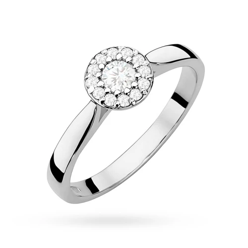 Pierścionek z białego złota z diamentem  laboratoryjnym 0,15ct Lab Diamonds oprawa Halo