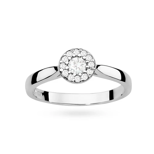 Pierścionek z białego złota z diamentem laboratoryjnym 0,15ct Lab Diamonds oprawa Halo W0362.B3.LDW.01 marko