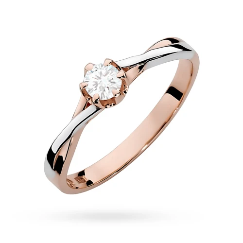 Pierścionek z różowego złota z diamentem  laboratoryjnym 0,20ct Lab Diamonds zaplatany