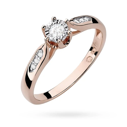 Wielokamieniowy pierścionek diament  Laboratoryjny różowe złoto 0,08ct Lab Diamonds