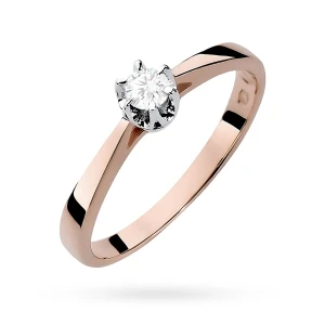 Pierścionek w klasycznym stylu  z różowego złota z diamentem laboratoryjnym 0,15ct Lab Diamonds