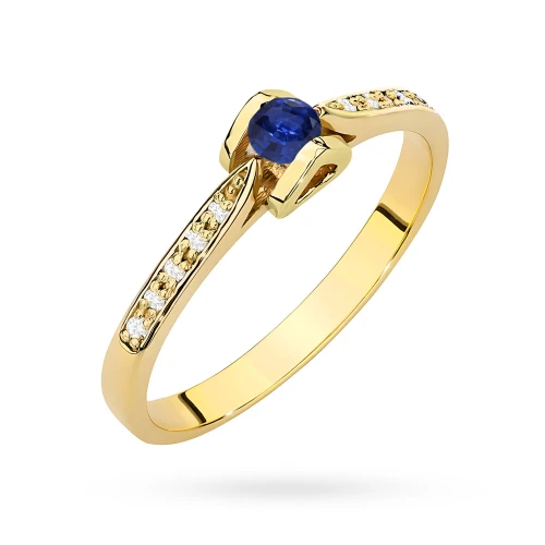 Złoty pierścionek z brylantami i szafirem 0,15ct 585 Od Serca W0435.Z3.SAB.01 marko