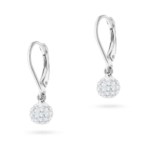 Srebrne kolczyki błyszczące kule shamballa Swarovski 8mm Soledo