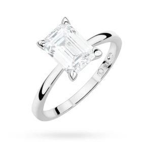 Pierścionek zaręczynowy z diamentem laboratoryjnym Emerald Illume białe złoto