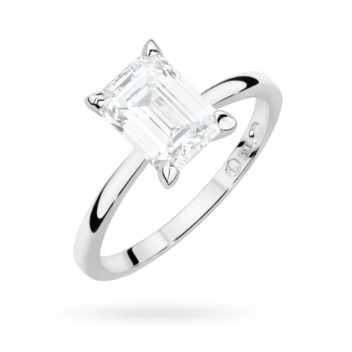 Pierścionek zaręczynowy z diamentem laboratoryjnym Emerald Illume białe złoto