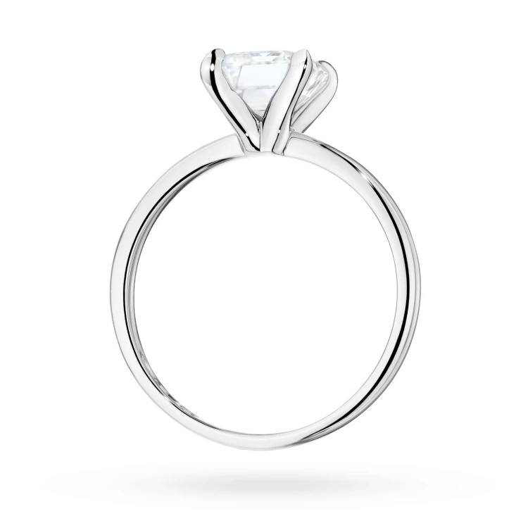Klasyczny pierścionek z białego złota z pojedynczym prostokątnym diamentem laboratoryjnym Lab Diamonds W0691.B3.LDW.01 marko