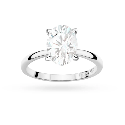 Klasyczny pierścionek z białego złota z pojedynczym owalnym diamentem laboratoryjnym Lab Diamonds W0688.B3.LDW.01 marko