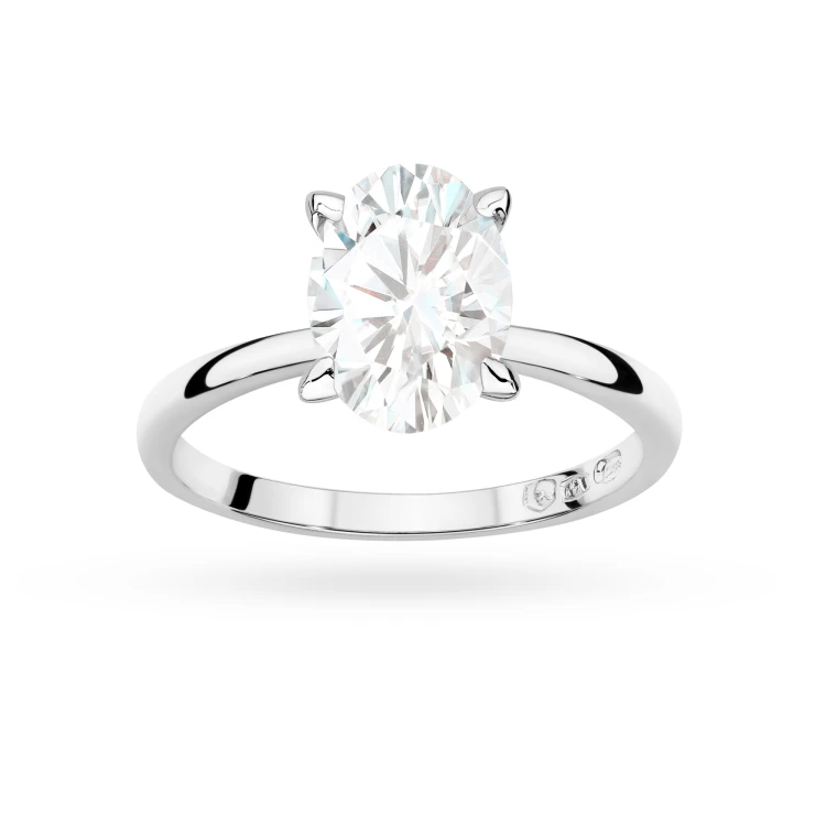 Klasyczny pierścionek z białego złota z pojedynczym owalnym diamentem laboratoryjnym Lab Diamonds W0688.B3.LDW.01 marko