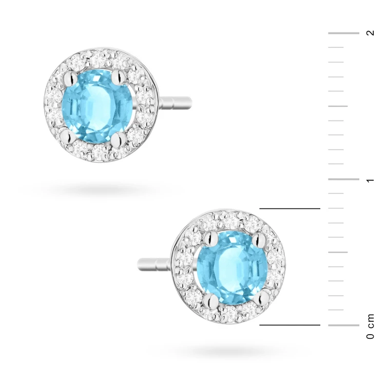 Kolczyki typu Halo z białego złota topaz z obwódką z brylantów KO-509-B585-T1.00 marko