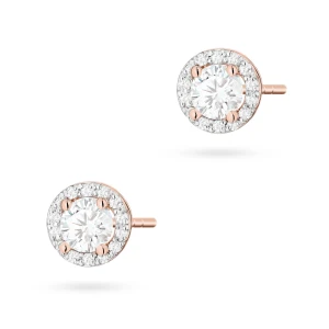 Klasyczne kolczyki sztyft z diamentami  laboratoryjnymi 2 x 0,50ct różowe złoto Lab Diamonds