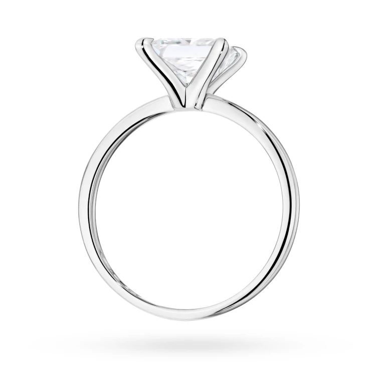 Klasyczny pierścionek z białego złota z pojedynczym kwadratowym diamentem laboratoryjnym Lab Diamonds W0690.B3.LDW.01 marko