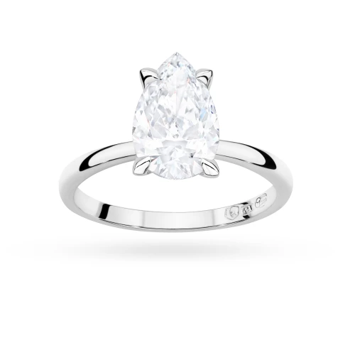 Klasyczny pierścionek z białego złota z pojedynczym diamentem laboratoryjnym w kształcie łezki Lab Diamonds W0689.B3.LDW.01 marko