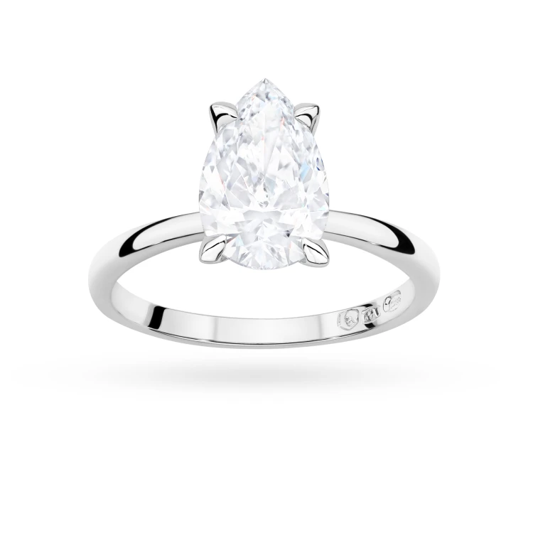 Klasyczny pierścionek z białego złota z pojedynczym diamentem laboratoryjnym w kształcie łezki Lab Diamonds W0689.B3.LDW.01 marko