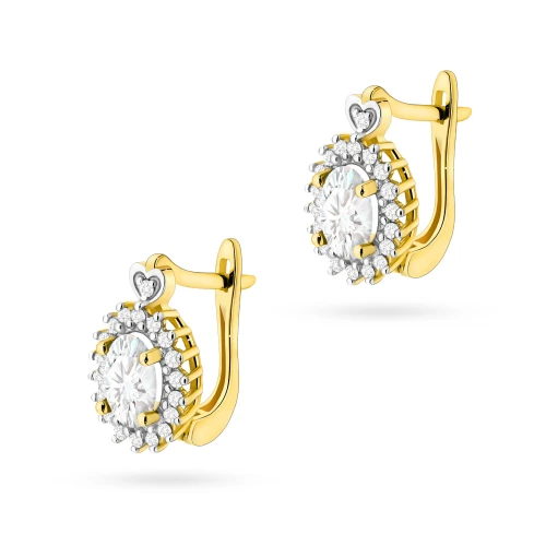Złote kolczyki markiza  kwiatek diamenty laboratoryjne Lab Diamonds żółte złoto