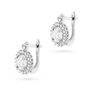 Złote kolczyki markiza  kwiatek diamenty laboratoryjne Lab Diamonds białe złoto