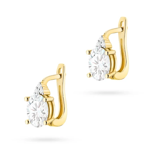 Złote kolczyki z owalnymi diamentami laboratoryjnymi Lab Diamonds i brylantami zapięcie angielskie K0308.Z3.LDW.01 marko