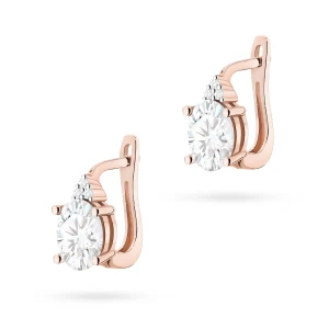 Kolczyki z różowego złota z owalnymi  diamentami laboratoryjnymi Lab Diamonds zapięcie angielskie
