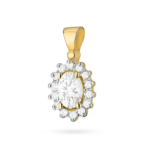 Złota zawieszka z diamentem  laboratoryjnym Lab Diamonds kwiatek markiza
