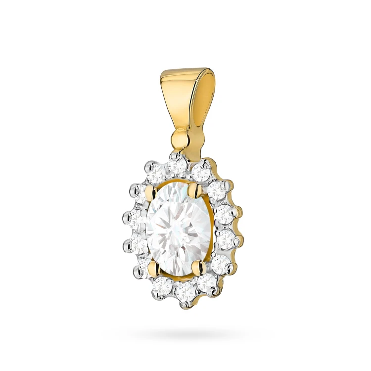 Złota zawieszka z diamentem laboratoryjnym Lab Diamonds i brylantami kwiatek markiza Z0182.Z3.LDW.01 marko