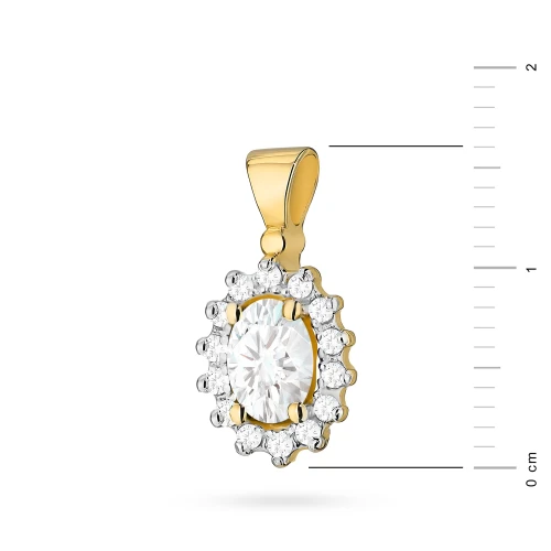 Złota zawieszka z diamentem  laboratoryjnym Lab Diamonds kwiatek markiza