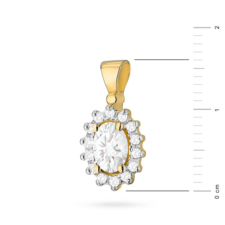 Złota zawieszka z diamentem laboratoryjnym Lab Diamonds i brylantami kwiatek markiza Z0182.Z3.LDW.01 marko