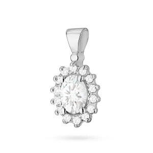 Zawieszka z białego złota z diamentem  laboratoryjnym Lab Diamonds kwiatek markiza