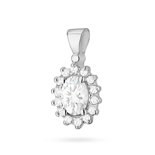 Zawieszka z białego złota z diamentem  laboratoryjnym Lab Diamonds kwiatek markiza