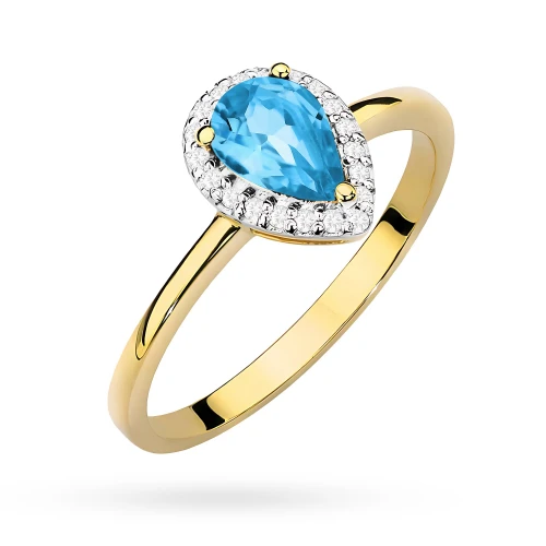 Złoty pierścionek z topazem Swiss Blue  0,90ct Kultowa
