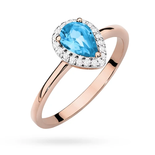Pierścionek z różowego złota z topazem  Swiss Blue 0,90ct Kultowa