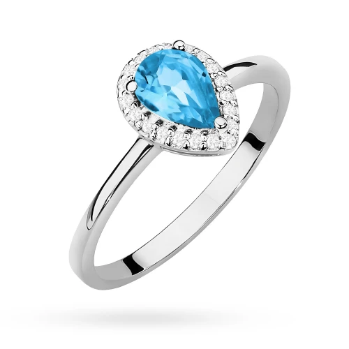 Pierścionek z białego złota z topazem  Swiss Blue 0,90ct Kultowa