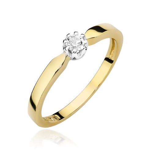 Złoty pierścionek z brylantem 0,15ct 585 Klasyka W450-585-B0.10 marko