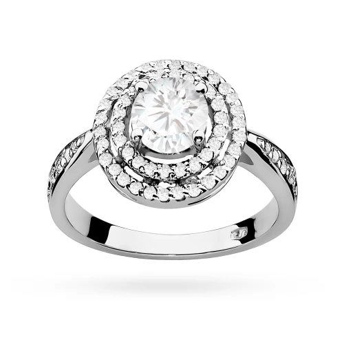Pierścionek białe złoto okrągłym diamentem laboratoryjnym Lab Diamonds i brylantami W0274.B3.LDW.01 marko