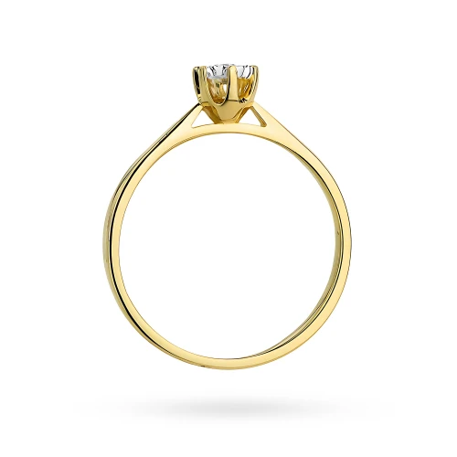 Złoty pierścionek 585 z brylantem 0,05ct Klasyka