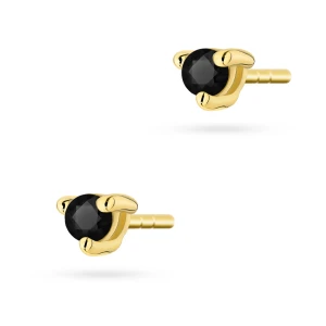 Złote kolczyki z czarnymi brylantami 0,08ct klasyczne basic