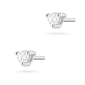 Złote kolczyki z brylantami 0,08ct klasyczne z białego złota