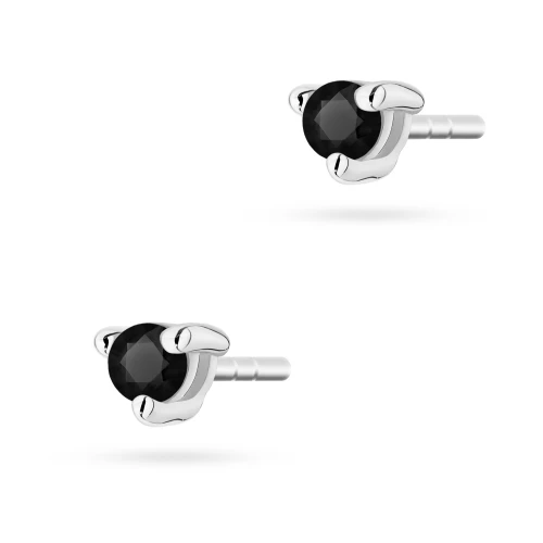 Kolczyki z białego złota z czarnymi brylantami 0,08ct klasyczne basic