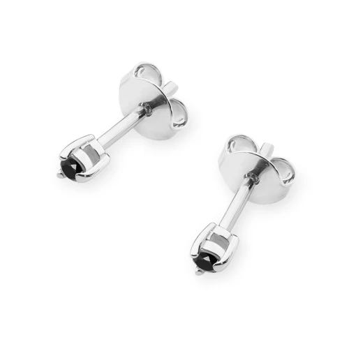 Kolczyki z białego złota z czarnymi brylantami 0,08ct klasyczne basic K0035.B3.DIB.01 marko