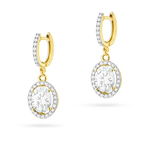 Okazałe wiszące złote kolczyki i i diamentami laboratoryjnymi Lab Diamonds 