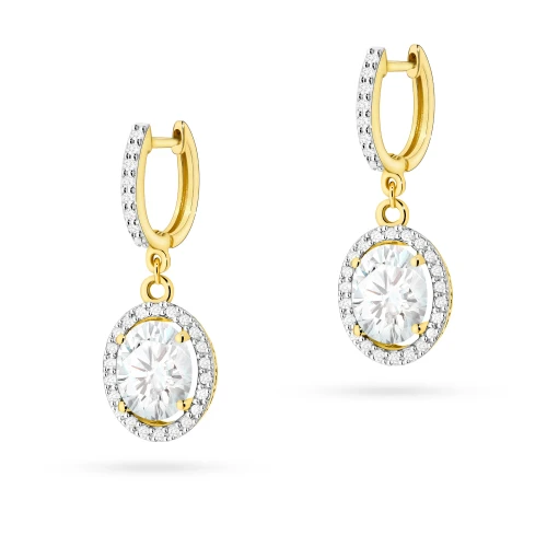 Okazałe wiszące złote kolczyki z brylantami i diamentem laboratoryjnym Lab Diamonds K0080.Z3.LDW.01 marko