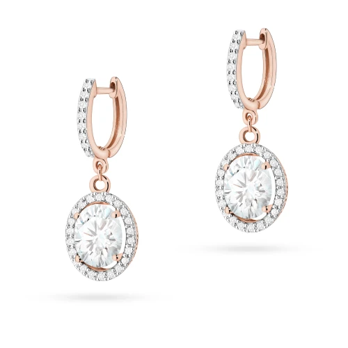 Okazałe wiszące kolczyki z różowego złota diamenty laboratoryjne Lab Diamonds 