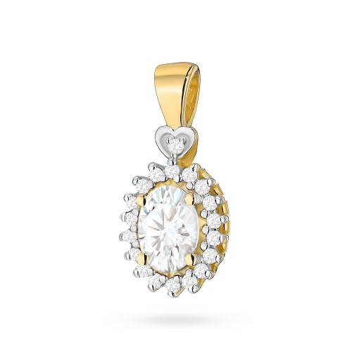 Złota zawieszka z diamentem laboratoryjnym Lab Diamonds i brylantami kwiatek markiza serce Z0312.Z3.LDW.01 marko
