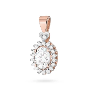 Zawieszka z różowego złota z diamentem laboratoryjnym Lab Diamonds kwiatek markiza serce 