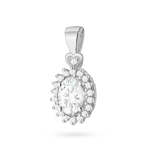 Zawieszka z białego złota z diamentem laboratoryjnym Lab Diamonds kwiatek markiza serce 
